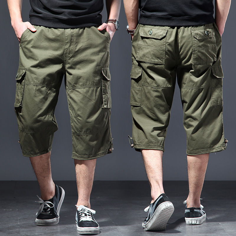 Street Fashion Plus Size - Men's Cotton 3/4 Pants Loose Plus