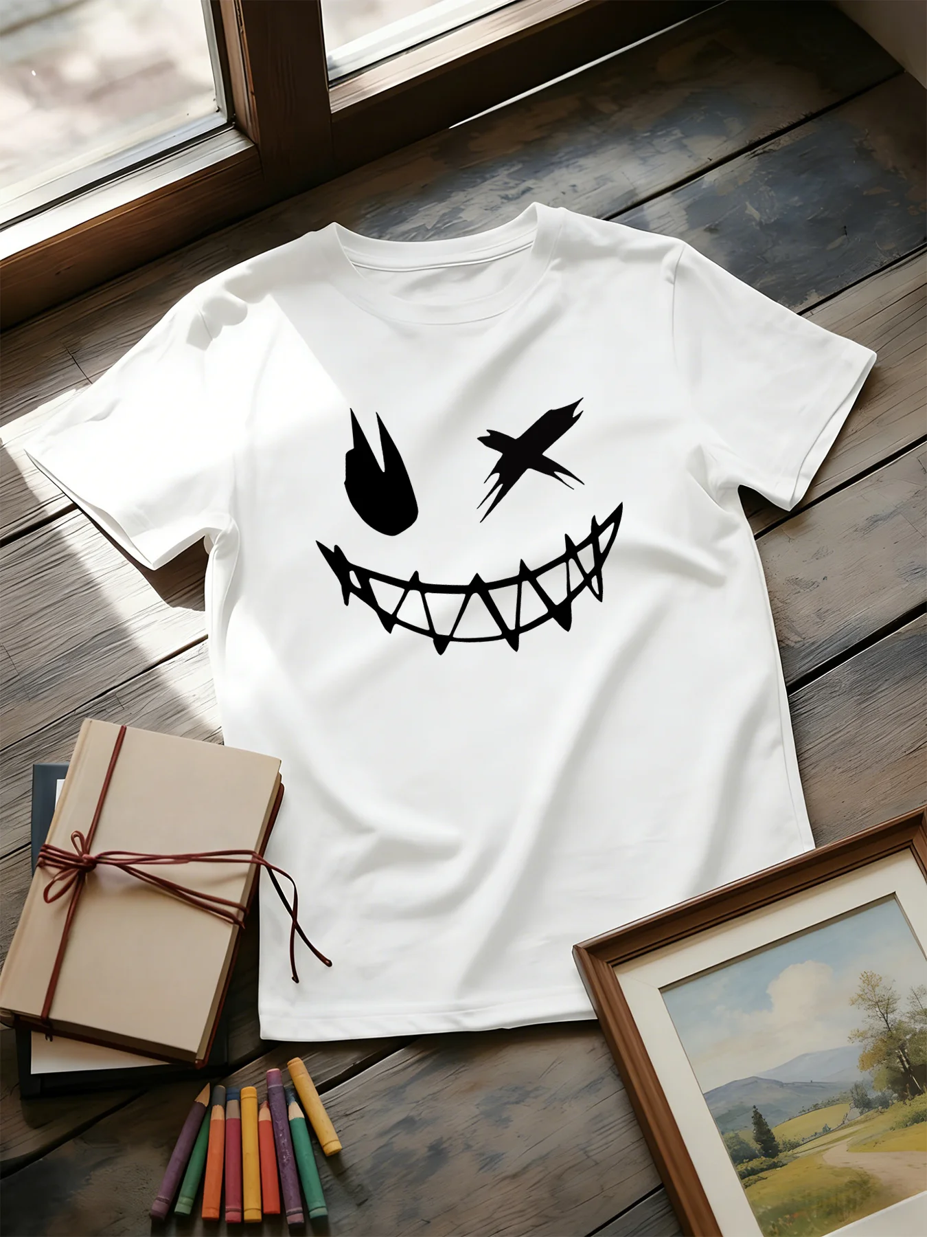 Street Fashion Elements - Dark Devil Smiling Face Fashion Pattern
