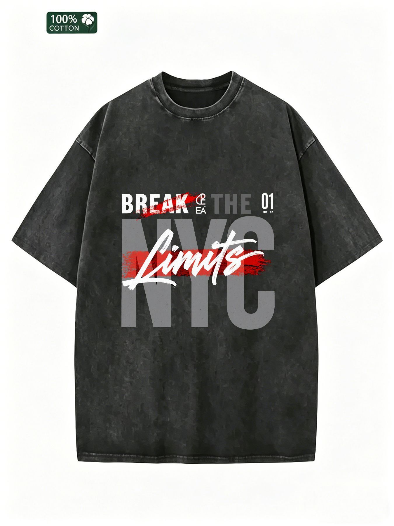 Street Fashion Nyc - Men's Oversized Graphic T-Shirt, Vintage Acid-Washed