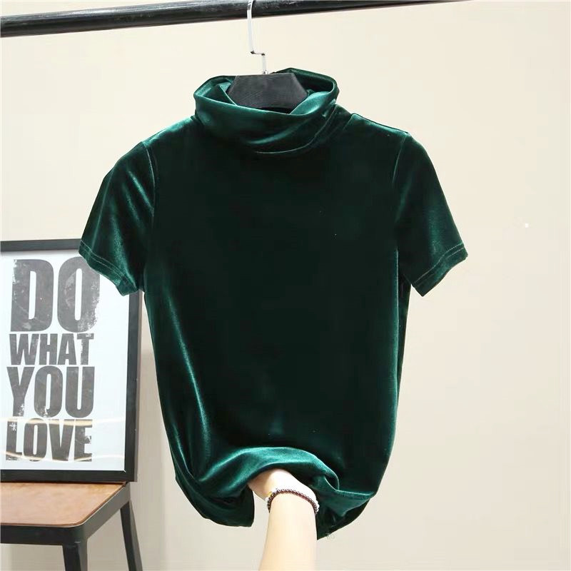 Street Fashion Plus Size - Korean Fashion Women's Turtleneck Short Sleeve