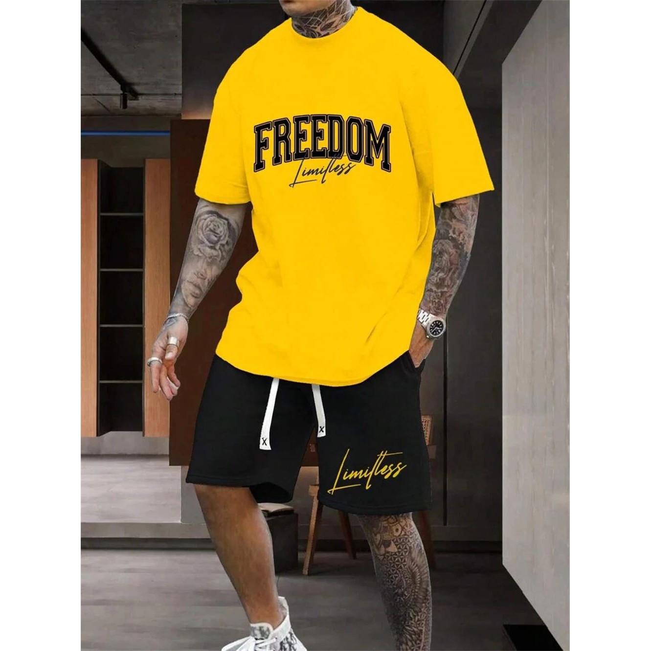 Street Fashion Outfit - Men's Summer Two-piece Street T-shirt Casual