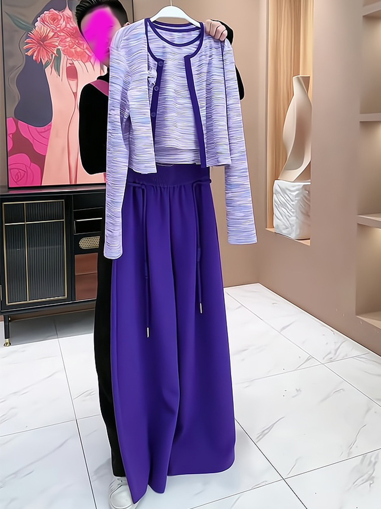 Street Fashion Online - Fashionable Wide Leg Pants Set Women's