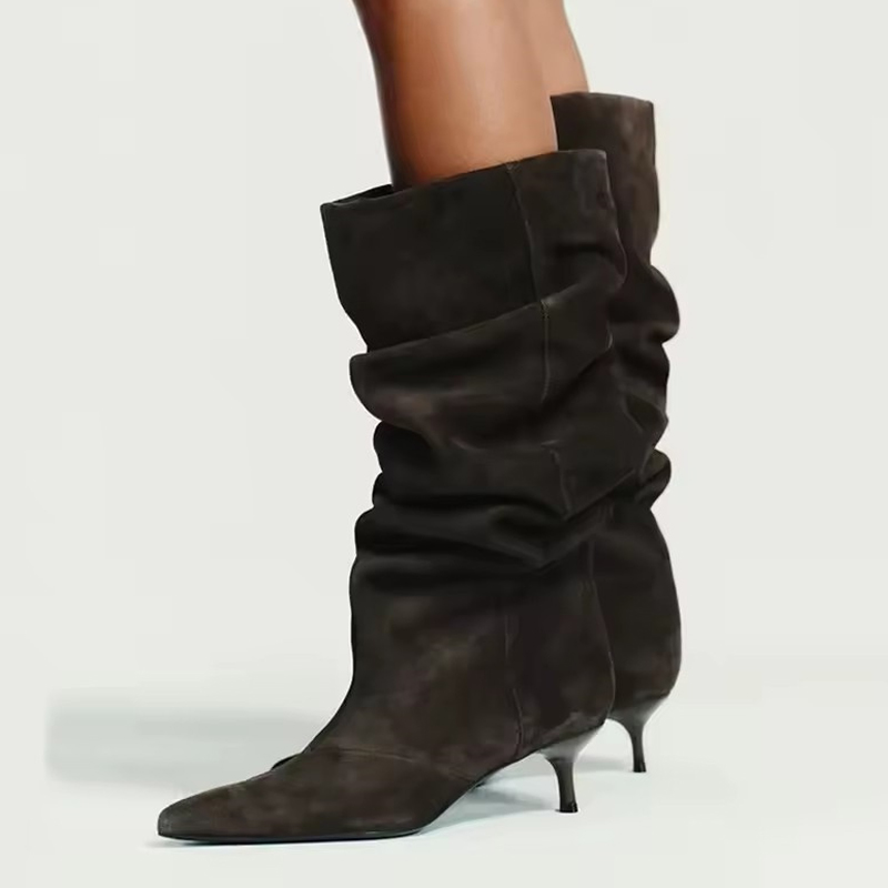 Street Fashion Winter - Liyke Runway Fashion Pleated Suede Knee