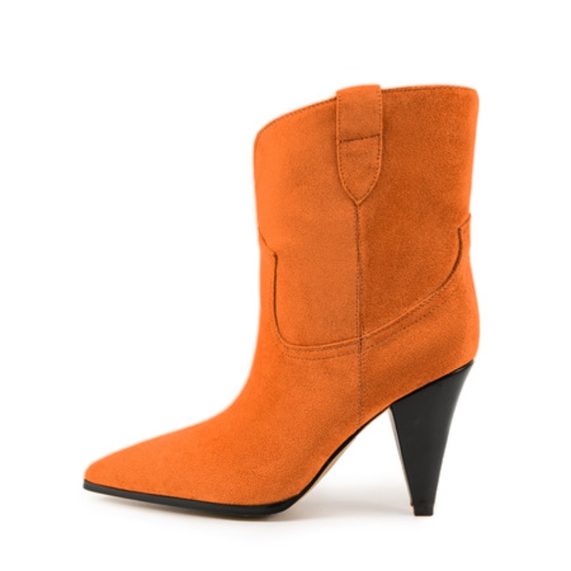 Street Fashion Plus Size - Bicolor Spike Heels Pull On Fashion