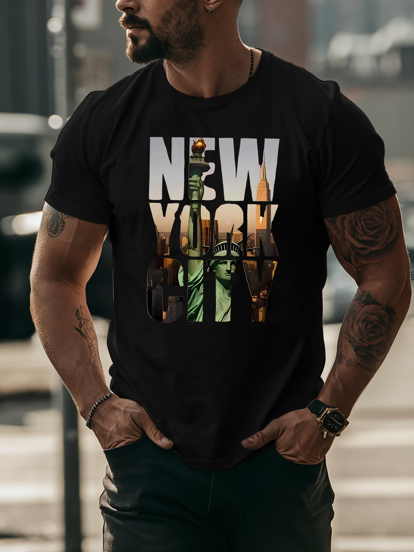 Men Yellow Tee New York City L - Street Fashion New York 评论和价格
