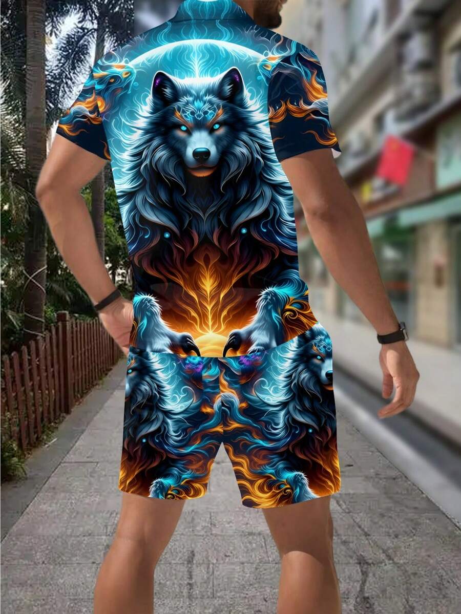 Men's Fashion 3D Wolf Print Zi - Street Fashion Outfit 评论和价格
