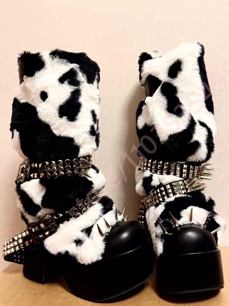Winter Platform Cow Print Plus - Street Fashion Winter 评论和价格
