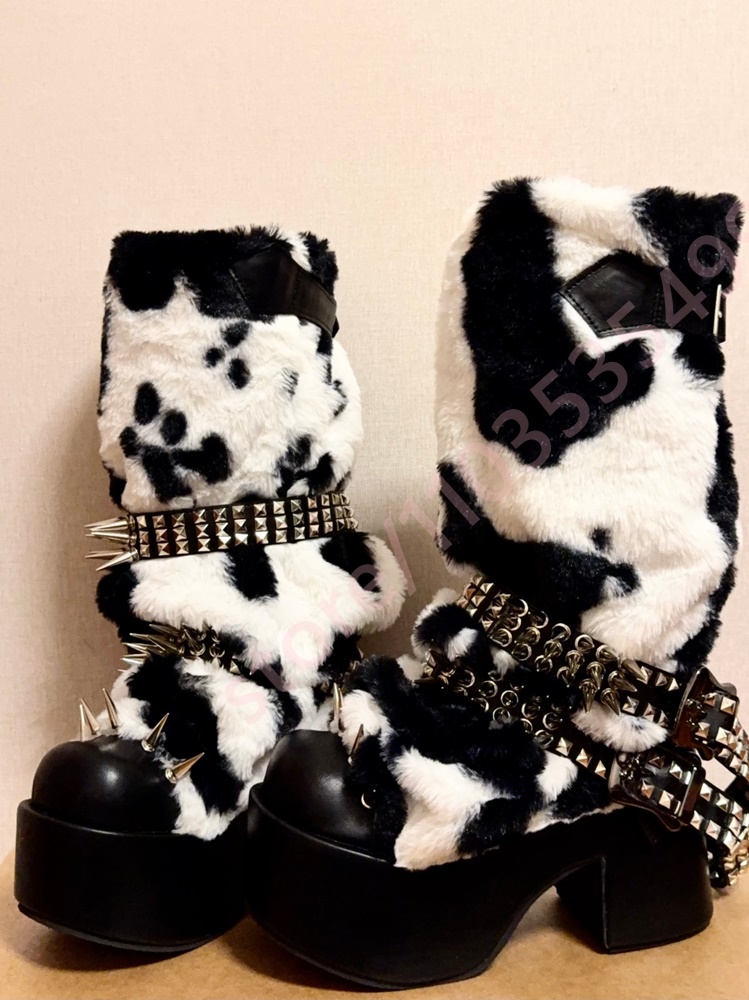 Winter Platform Cow Print Plus - Street Fashion Winter 评论和价格