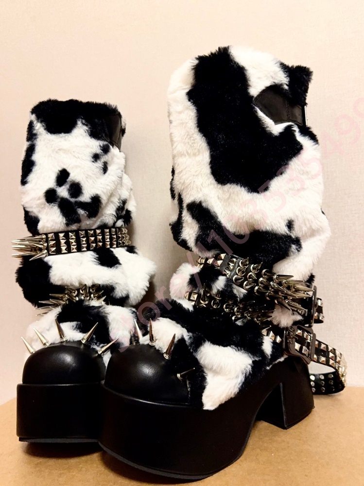 Winter Platform Cow Print Plus - Street Fashion Winter 评论和价格