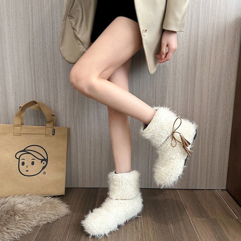 Solid Color Fleece-Lined White - Street Fashion Online 评论和价格