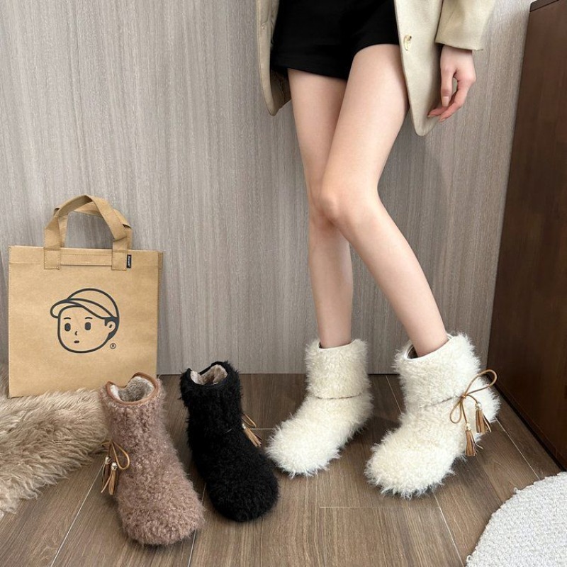 Solid Color Fleece-Lined White - Street Fashion Online 评论和价格