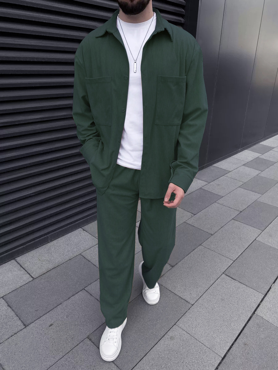 Men's corduroy two-piece outfi - Street Fashion Outfit 评论和价格