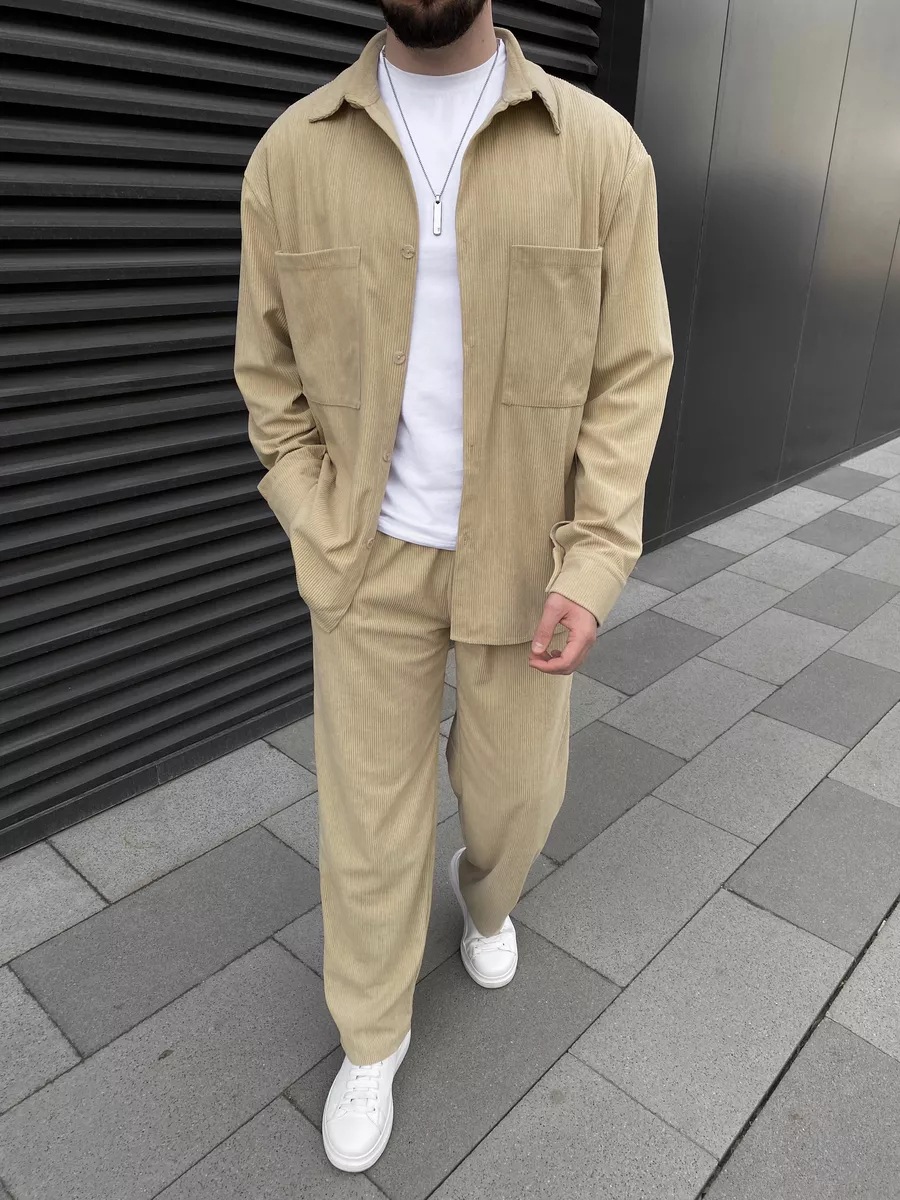 Men's corduroy two-piece outfi - Street Fashion Outfit 评论和价格