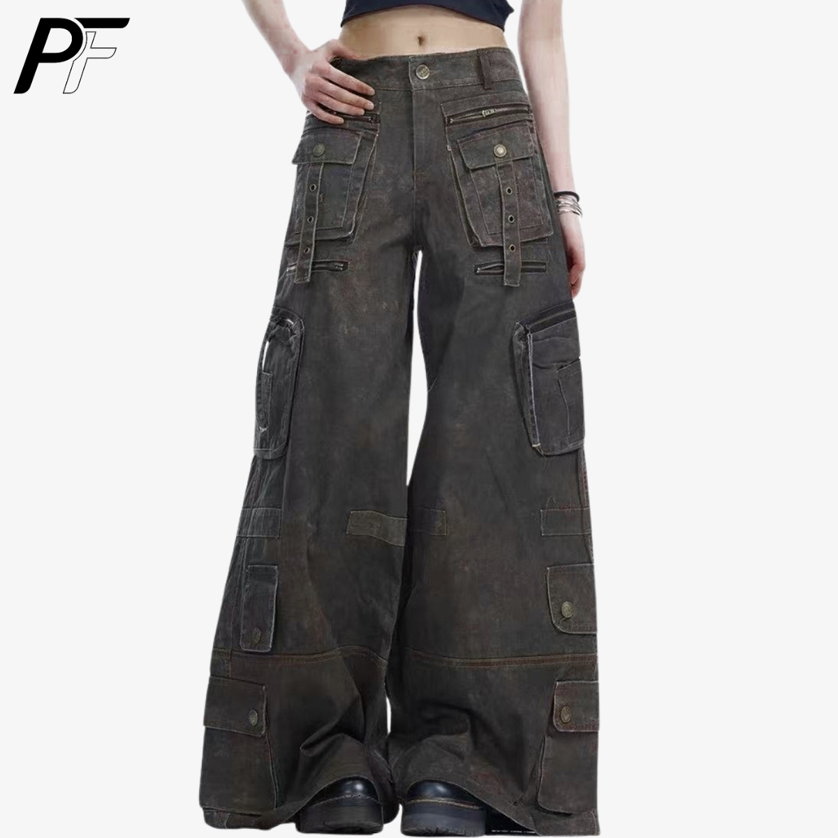 Grunge Techwear Wide Leg Cargo - Techwear Pants Tactical 评论和价格