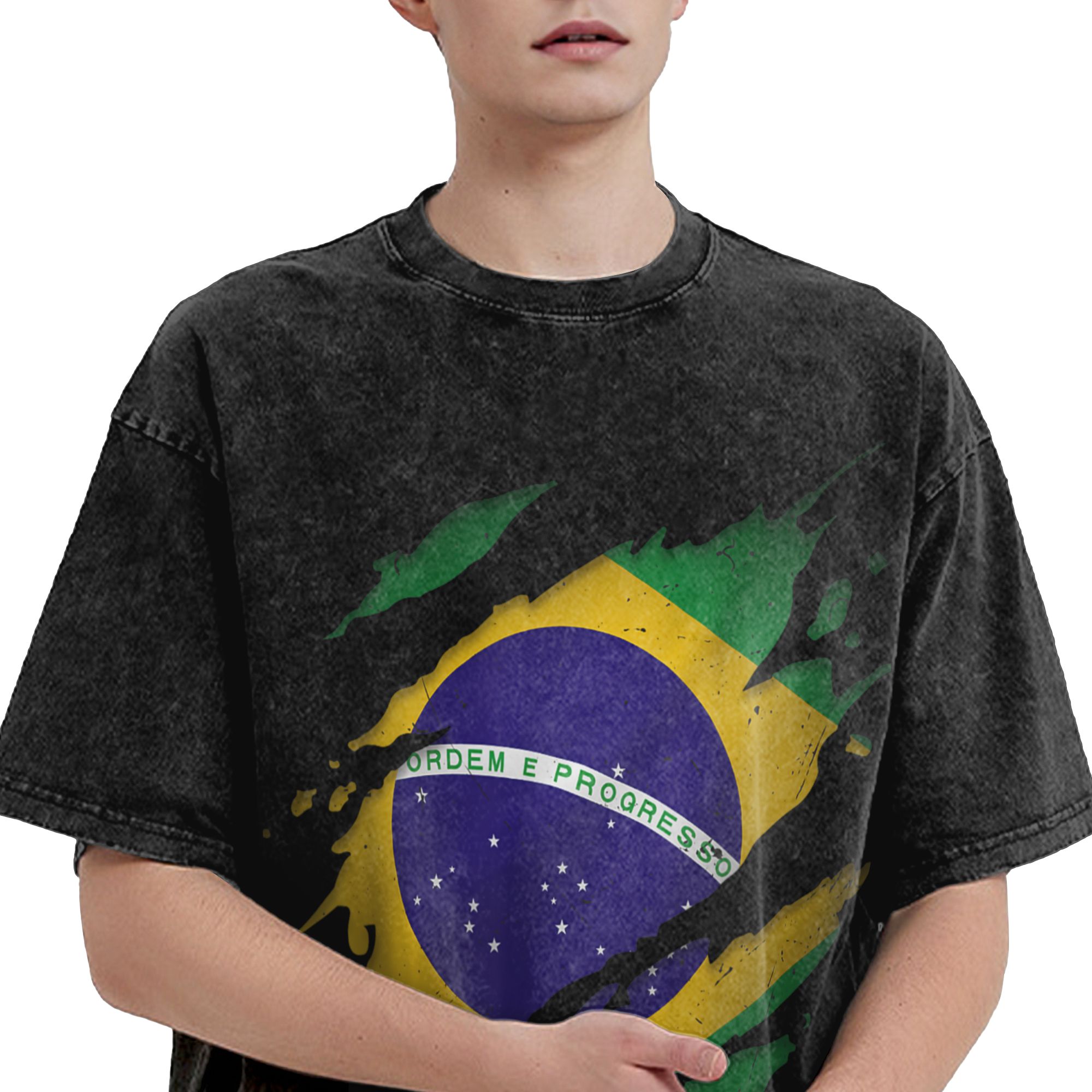 Brazil Brazilian Flag Washed T - Street Fashion Brazil 评论和价格