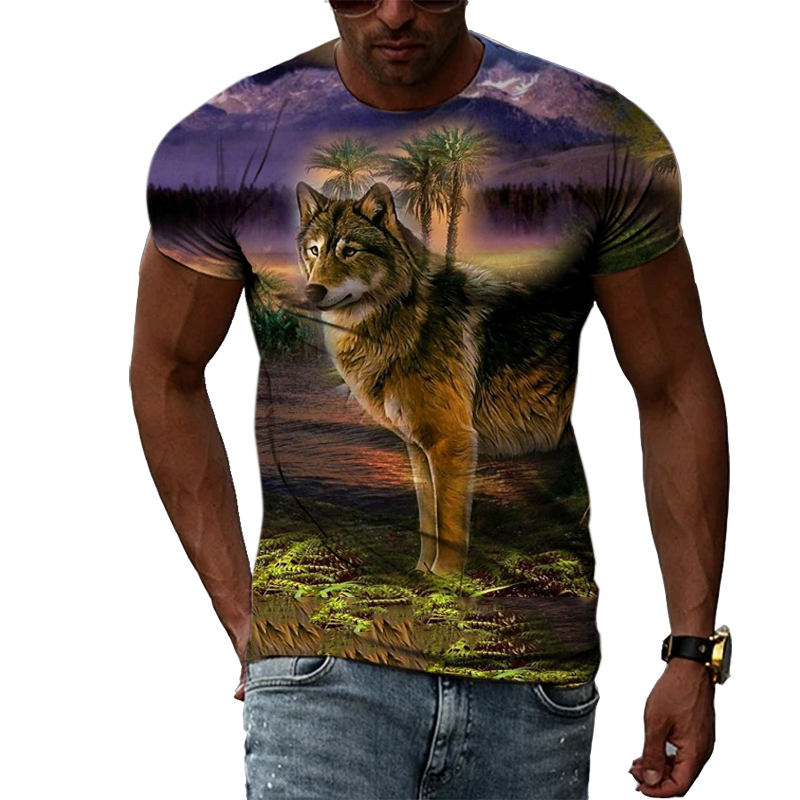 Casual Men's Animal Print T-sh - Street Fashion Elements 评论和价格