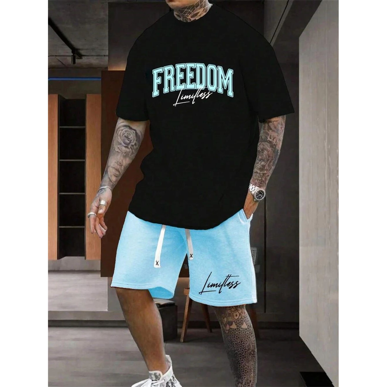 Men's Summer Two-piece Street  - Street Fashion Outfit 评论和价格