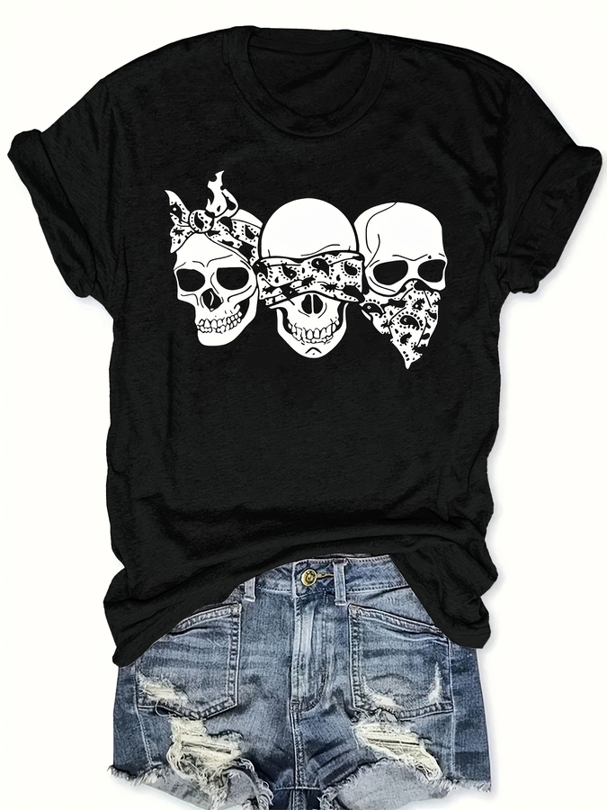 Happy Cartoon Skull T-Shirt, L - Street Fashion Trend 2025 评论和价格