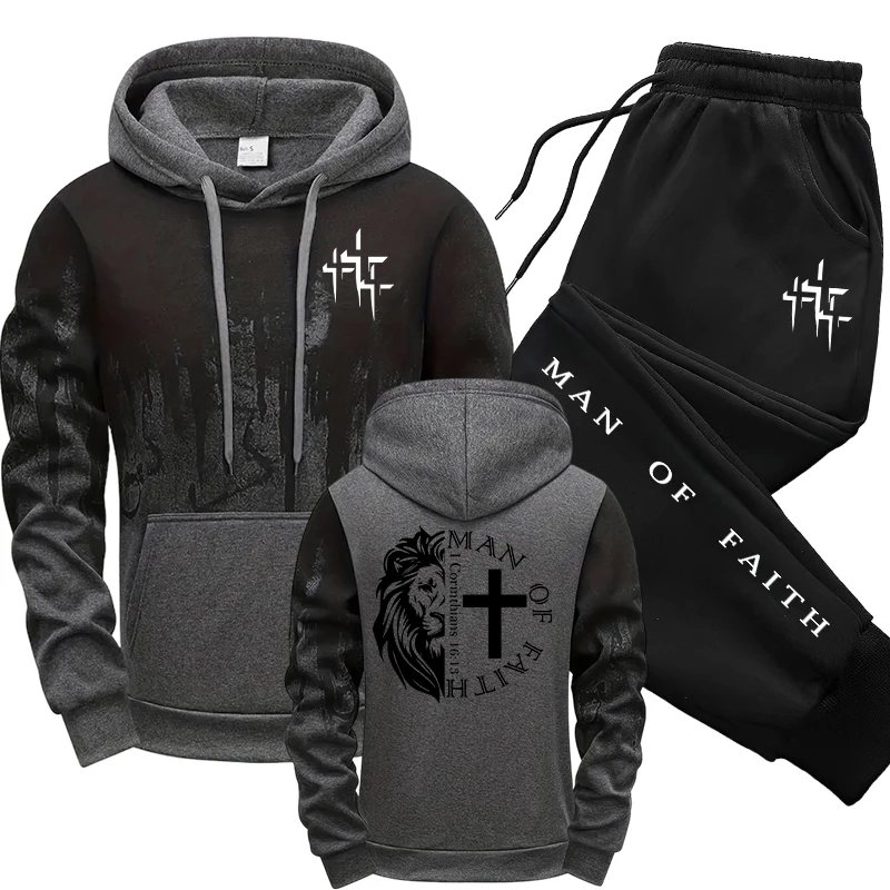 Man of Faith Pattern Men's Set - Street Fashion Outfit 评论和价格
