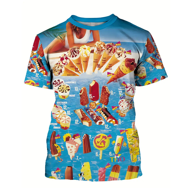 Ice Cream Color Fashion T-shir - Street Fashion Trend 2025 评论和价格