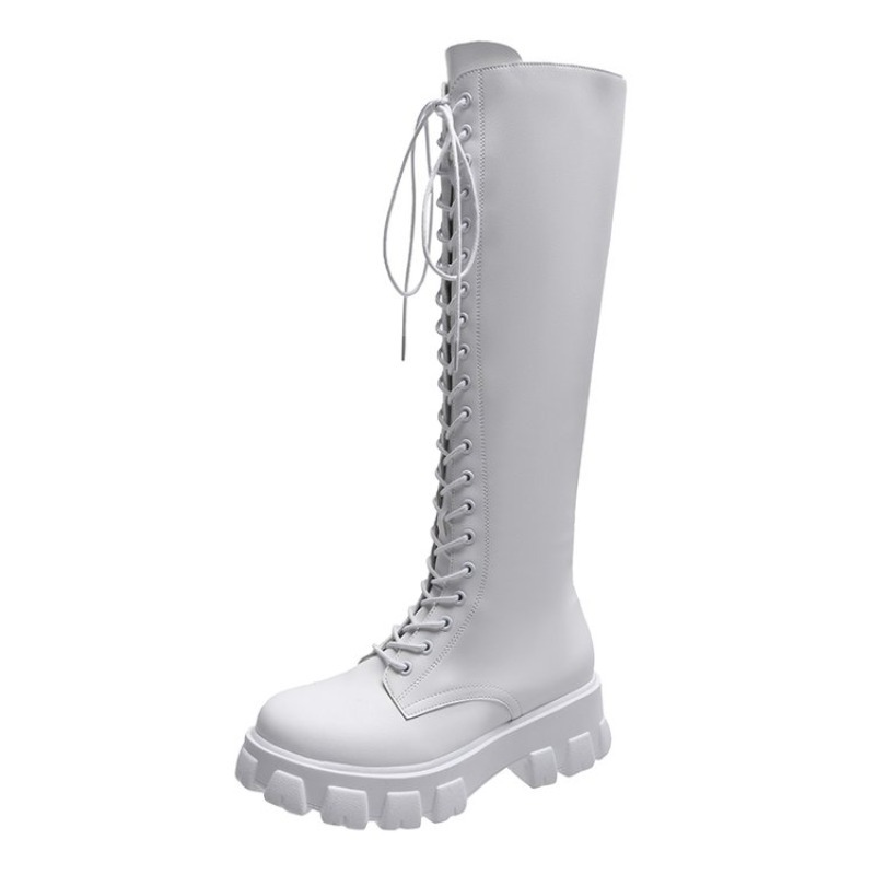 Women Knee High Boots Lace Up  - Street Fashion Winter 评论和价格
